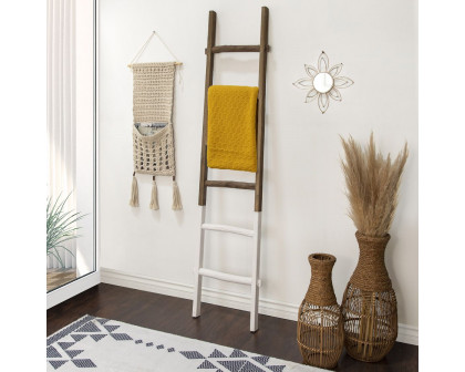 Sagebrook 76" Wooden Decorative Ladder - White/Brown