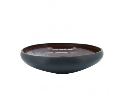 Sagebrook 12"/15" Organic Bowls (Set Of 2) - Black/Blue