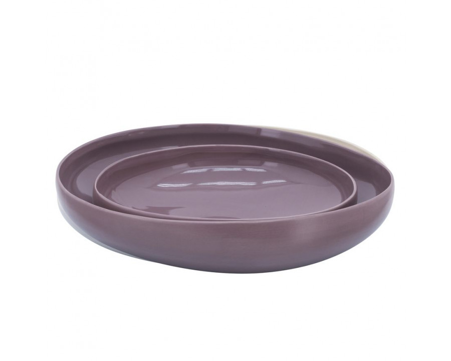 Sagebrook 12"/15" Organic Bowls (Set Of 2) - Lavander