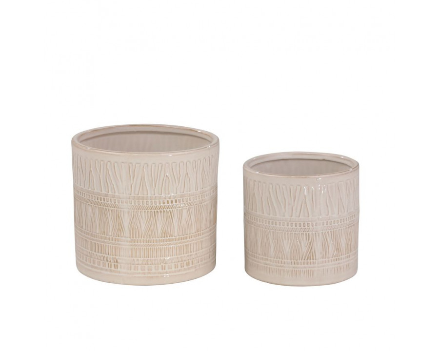 Sagebrook 5"/7" Ceramic Planters (Set Of 2) - White