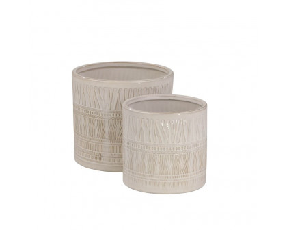 Sagebrook 5"/7" Ceramic Planters (Set Of 2) - White