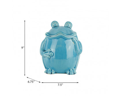 Sagebrook 9" Ceramic Standing Frog - Teal