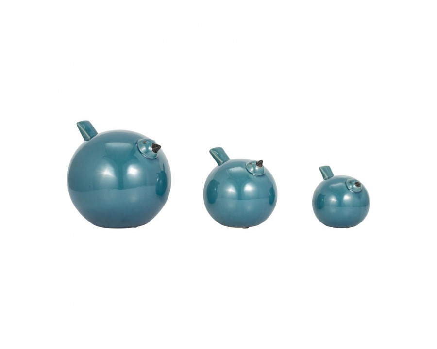 Sagebrook 7.5" Ceramic Birds (Set Of 3) - Teal