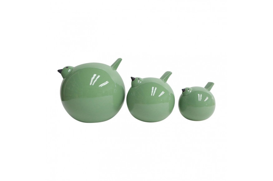 Sagebrook™ 8" Ceramic Birds (Set Of 3) - Dark Sage Green