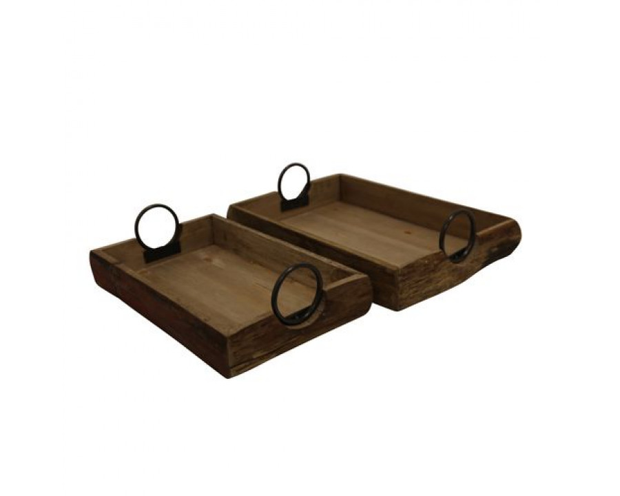 Sagebrook 19"x13"x5" Wood Trays (Set Of 2)