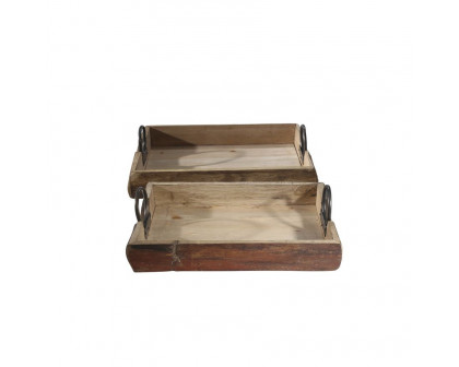 Sagebrook 19"x13"x5" Wood Trays (Set Of 2)