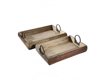 Sagebrook 19"x13"x5" Wood Trays (Set Of 2) - Brown