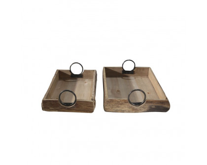 Sagebrook 19"x13"x5" Wood Trays (Set Of 2) - Brown