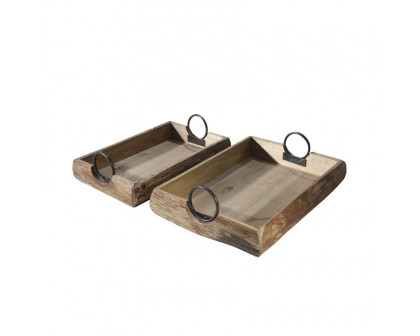 Sagebrook 19"x13"x5" Wood Trays (Set Of 2) - Brown