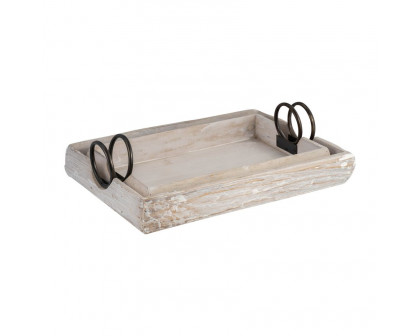 Sagebrook 19"x13"x5" Wood Trays (Set Of 2) - White