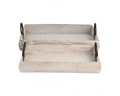 Sagebrook 19"x13"x5" Wood Trays (Set Of 2) - White