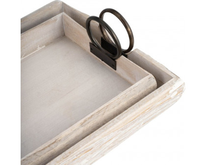 Sagebrook 19"x13"x5" Wood Trays (Set Of 2) - White