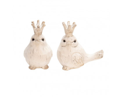 Sagebrook Resin Birds With Crowns (Set Of 2)