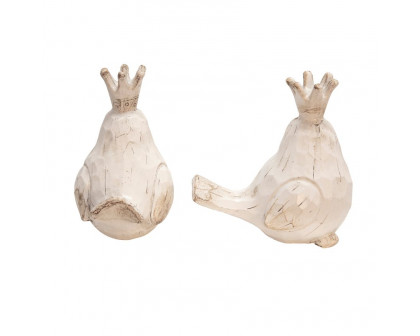 Sagebrook Resin Birds With Crowns (Set Of 2) - White