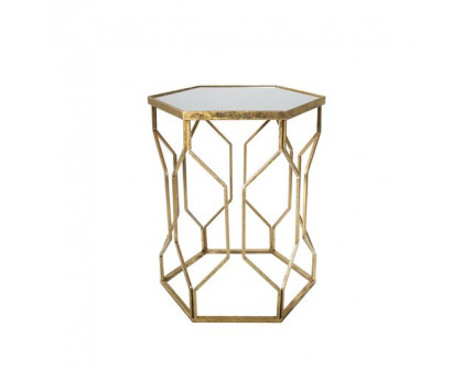 Sagebrook - Hexagon Mirrored Gold Accent Table Set