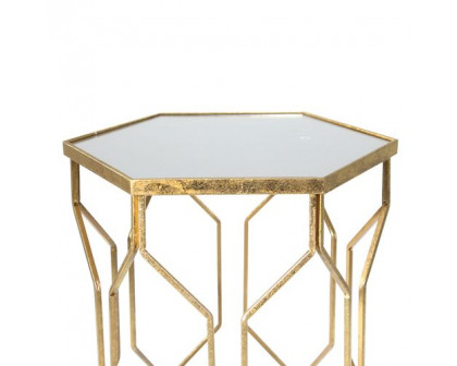 Sagebrook - Hexagon Mirrored Gold Accent Table Set