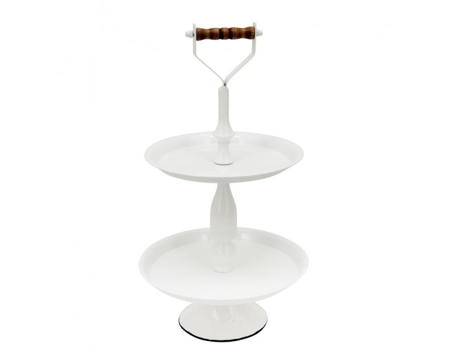 Sagebrook - 11.75" Metal 2 Tier Round Tray in White