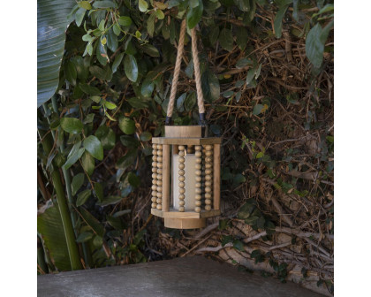 Sagebrook - 11" Wood Lantern With Rope Handle in Brown