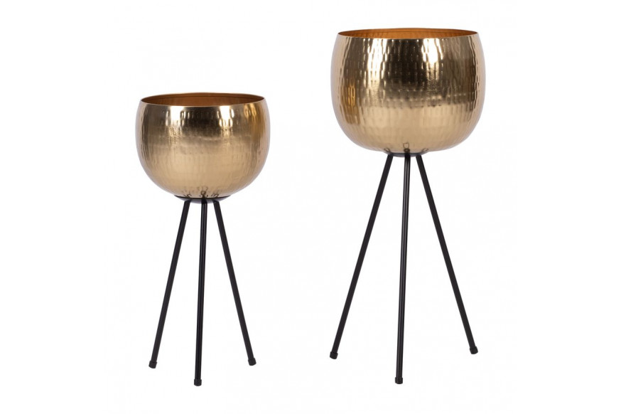 Sagebrook™ 26"/22" Iron Hammered Bowl Planters (Set Of 2) - Gold/Black