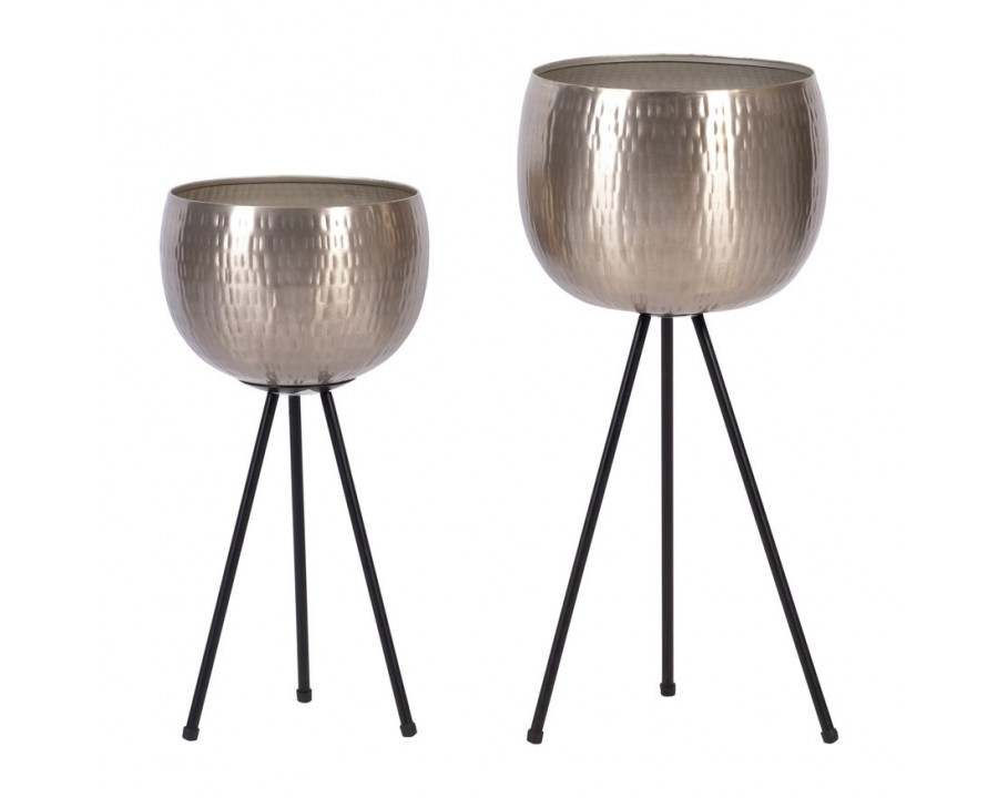 Sagebrook 26"/22" Iron Hammered Bowl Planters (Set Of 2)