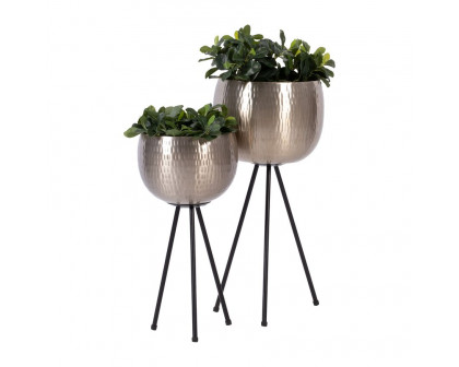 Sagebrook™ 26"/22" Iron Hammered Bowl Planters (Set Of 2) - Silver