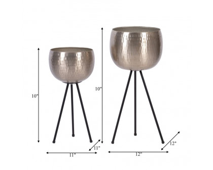 Sagebrook™ 26"/22" Iron Hammered Bowl Planters (Set Of 2) - Silver