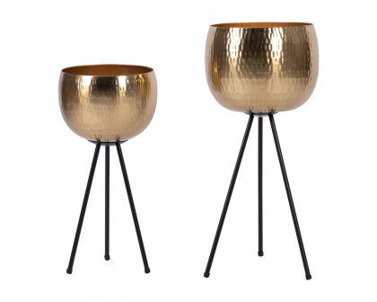 Sagebrook™ 26"/22" Iron Hammered Bowl Planters (Set Of 2) - Gold/Black