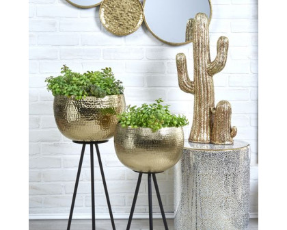 Sagebrook™ 26"/22" Iron Hammered Bowl Planters (Set Of 2) - Gold/Black