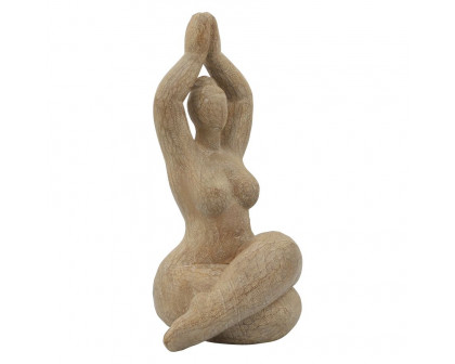 Sagebrook 11" Resin Namaste Female Yoga Figurine - Brown