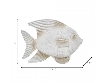 Sagebrook 14" Resin Fish Figurine - White Wash