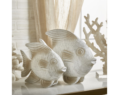 Sagebrook 14" Resin Fish Figurine - White Wash