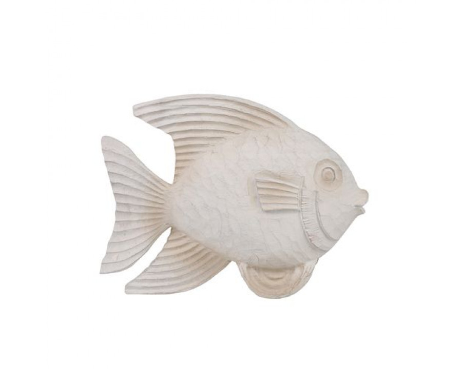 Sagebrook 10" Resin Fish Figurine - White Wash