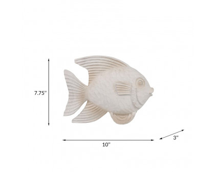 Sagebrook 10" Resin Fish Figurine - White Wash