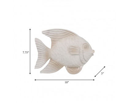 Sagebrook 10" Resin Fish Figurine - White Wash