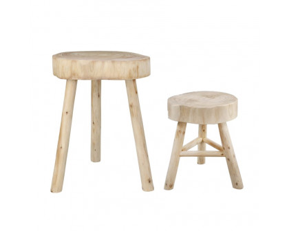 Sagebrook Wooden Stool - Natural