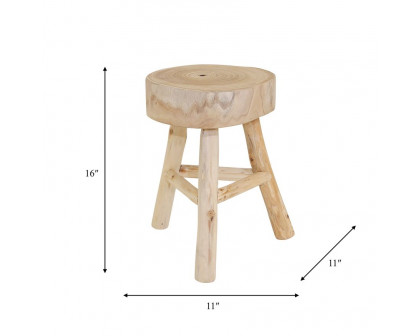 Sagebrook Wooden Stool - Natural