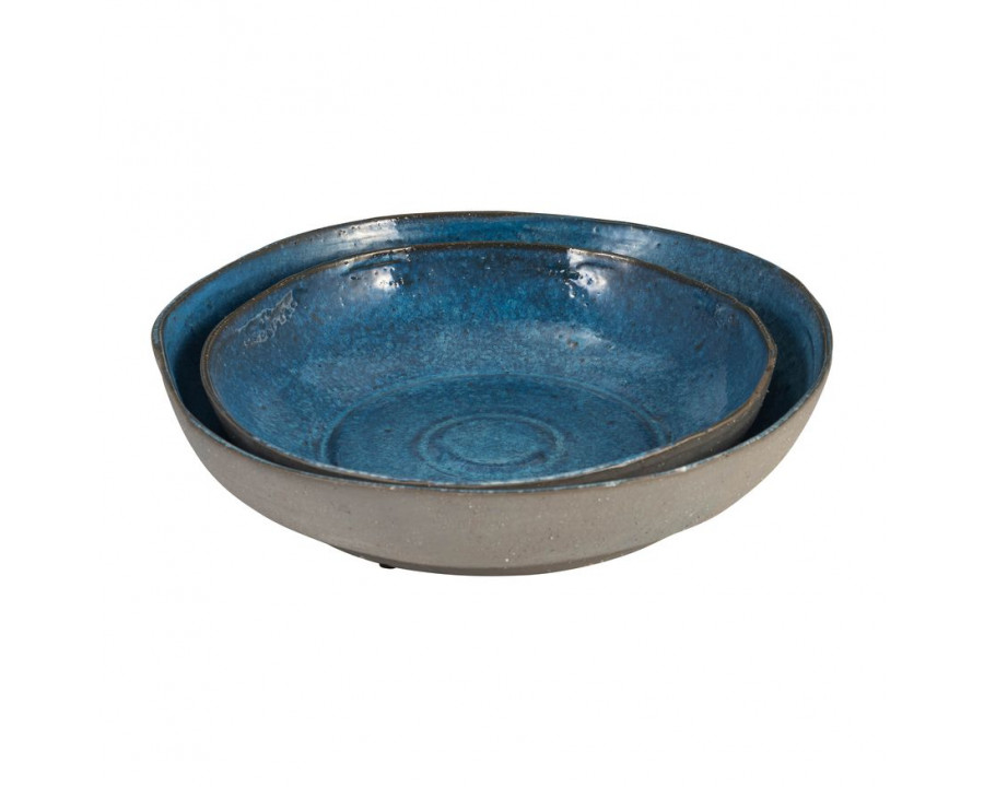 Sagebrook - 12"/15" Ceramic Bowls (Set Of 2) in Blue