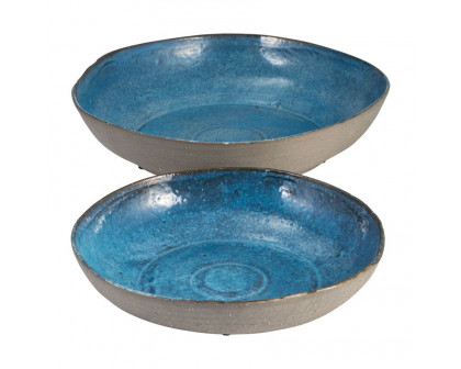 Sagebrook - 12"/15" Ceramic Bowls (Set Of 2) in Blue