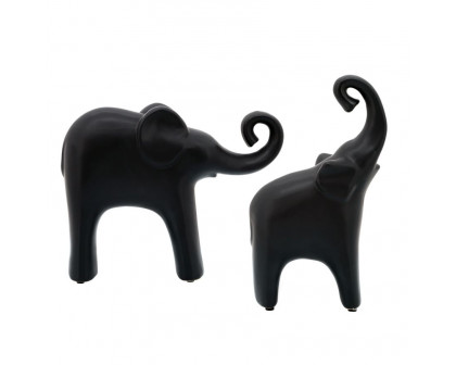 Sagebrook 6"x11" Ceramic Elephant - Matte Black