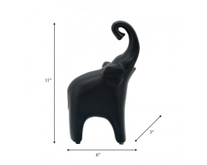 Sagebrook 6"x11" Ceramic Elephant - Matte Black