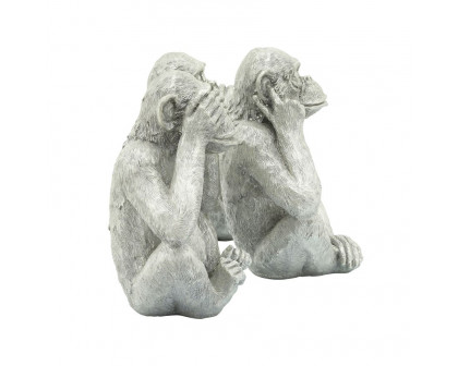 Sagebrook - Polyresin Hear No, See No Speak, No Monkeys (Set Of 3) in Silver