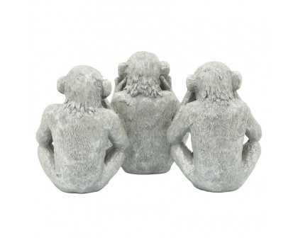 Sagebrook - Polyresin Hear No, See No Speak, No Monkeys (Set Of 3) in Silver