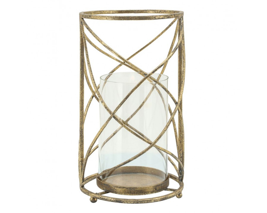 Sagebrook 13" Metal Hurricane Candle Holder - Gold