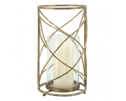 Sagebrook 13" Metal Hurricane Candle Holder - Gold