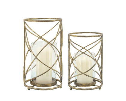 Sagebrook 13" Metal Hurricane Candle Holder - Gold