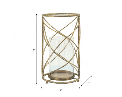 Sagebrook 13" Metal Hurricane Candle Holder - Gold