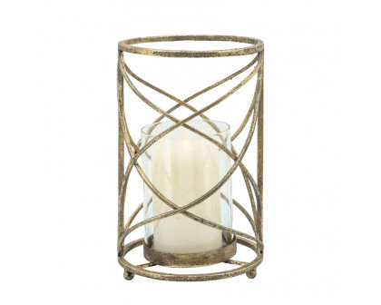 Sagebrook 10" Metal Hurricane Candle Holder - Gold