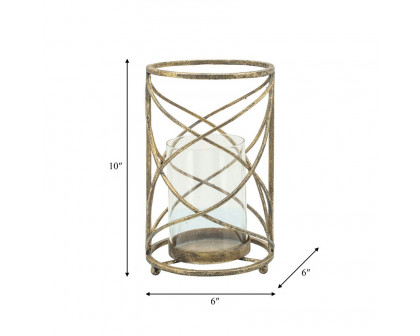 Sagebrook 10" Metal Hurricane Candle Holder - Gold