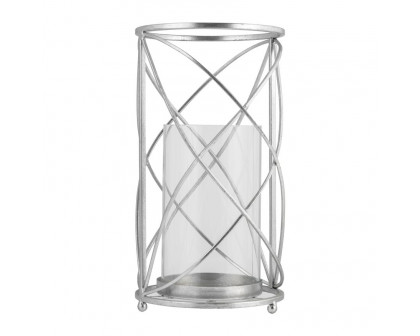 Sagebrook 13" Metal Hurricane Candle Holder - Silver