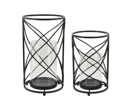 Sagebrook 13" Metal Hurricane Candle Holder - Black